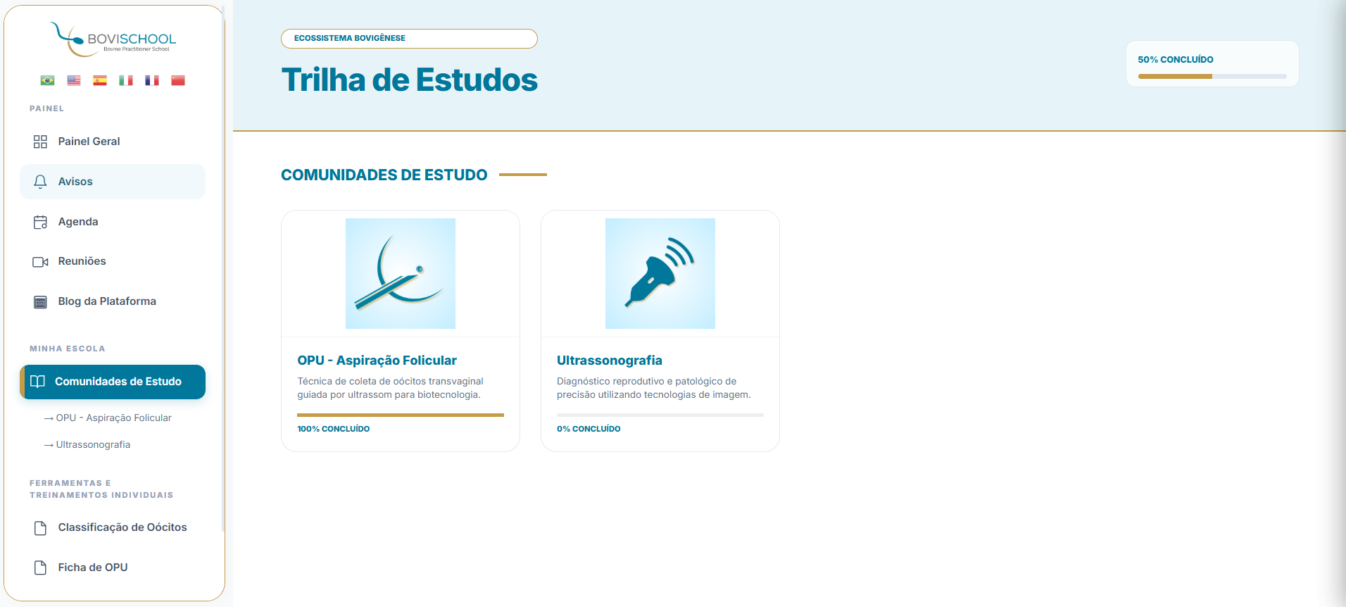 Painel da Plataforma Bovischool